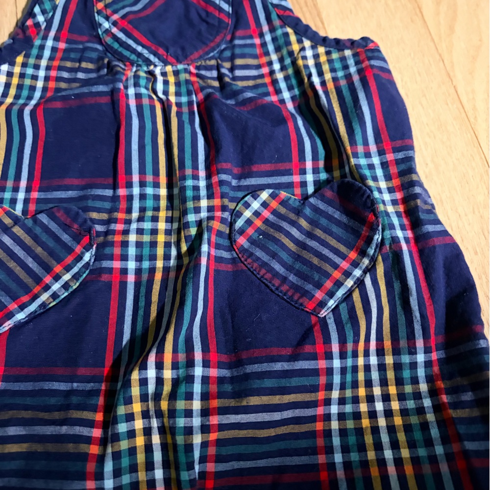 Hanna Andersson Plaid Romper 3-6 Months Heart Pockets Baby One Piece - Picture 3 of 4
